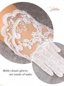 Customized Satin Lace Bridal Gloves; Personalized Image Customization; Personalized Opera Party White Lace Gloves; Enter The Marriage Hall With Your Pet; Wedding Bride Gloves; Any Image Content.