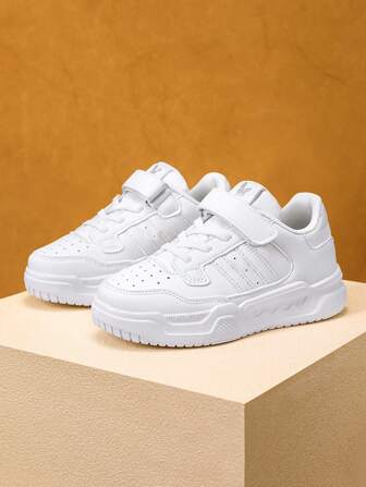 男女通用儿童白色运动鞋 儿童帆布鞋 学生休闲运动鞋 户外活动白色运动鞋 防滑跑鞋 适合所有季节