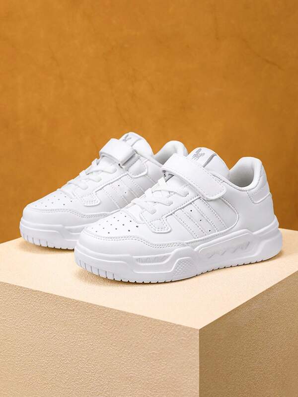Unisex Kids White Sneakers, Children's Canvas Shoes, Students Casual Sports Shoes, Outdoor Activities White Trainers, Non-Slip Running Shoes, Suitable For All Seasons