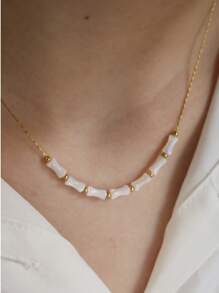 1pc Stylish Stainless Steel Shell Necklace Summer Beach Daily Wear And Gifts, Suitable For Daily Wear, Beach Vacation