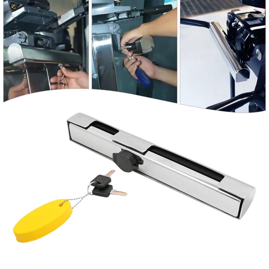 kangten Outboard Engine Lock W/ 2 Keys 304 Stainless Steel String External Motor - Multicolor - View 1