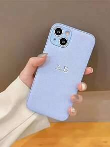 1pc Personalized Phone Case, Compatible With IPhone 16, 15, 14, 13, 12 And 11 Pro Max, Featuring Luxury 3D Silver Hot Pressing Craft And Faux Leather Shock-Absorbing Design, An Ideal Gift Choice