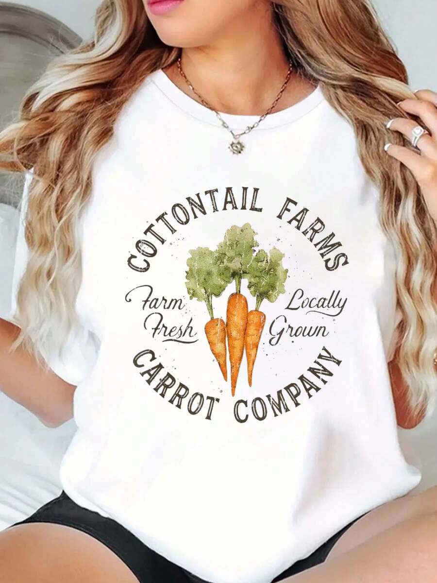 Cotton T-Shirt Easter T-Shirt Fashionable Casual Retro Fun Printed Round Neck Short Sleeved T-Shirt - White - View 1