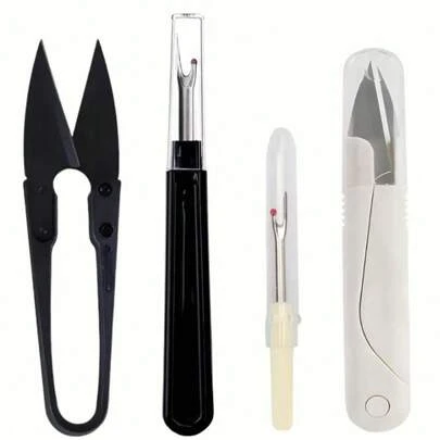 4pcs Sewing Seam Ripper Set, Stainless Steel Thread Cutter, Plastic Handle Needlework Tools, Easy Stitch Removal Unpickers For Crafting And Sewing