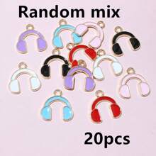 20-50pcs 15x14.5mm Enamel Cute Earphone Headphones Charms Pendant DIY Jewelry Making Accessories For Bracelet Earrings Keychains