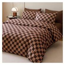HUIQIN Brown Plaid Comforter Set Full Chocolate Coffee Color Chessboard Bedding Sets Mocha Buffalo Checkered Bed Quilt Blanket Full - Multicolor - View 3