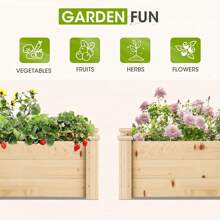 Outdoor Patio 8 FT Wooden Raised Beds Backyard Elevated Planter Box - Màu be - Xem 6