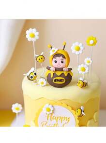 11 件大黄蜂蛋糕装饰 蜂窝花 蜜蜂 生日快乐装饰 雏菊蛋糕装饰 纸杯蛋糕装饰 性别揭示蛋糕装饰 用于洗礼蛋糕装饰。生日派对蛋糕装饰用品 - 彩色 - 查看 6
