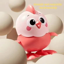 1 pieza Juguete de pollo de dibujos animados de plástico con mecanismo de cuerda, puede saltar hacia adelante