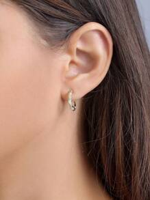 1 Pair Fashion Zirconia Circle Copper Earrings For Women, Clip-On No Piercing High-Quality Shiny Earrings Suitable For Daily Wear