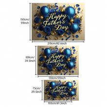 1pc Happy Father's Day Background Cloth, Polyester Luxurious Blue Rose & Balloon Design Banner, Suitable For Father's Day, Birthday Party Celebration Decoration, Multi-Size