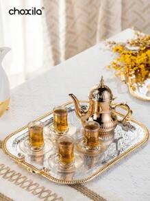 choxila 1 vassoio con manico, texture floreale di alta qualità, bordo dorato, vassoio per spuntino e saucer per il pomeriggio, portacandele, vassoio per set da caffè, vassoio portaoggetti, vassoio per apparecchiare la tavola, utensili da caffè o gioielli, adatto per hotel, pomeriggio del tè, feste, soggiorno, ufficio
