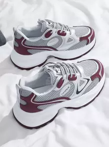 Sportschuhe für Frauen mit dicker Sohle und Plateau, im Ins-Stil, schlankend, rutschfest, leicht, atmungsaktives Mesh, Lässig Laufschuhe, für Frühling/Herbst