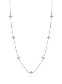 925 纯银四叶草钻石花吊坠项链，经典几何颈链项链，韩式珠宝礼物，适合女性 - 項鍊 - 查看 7