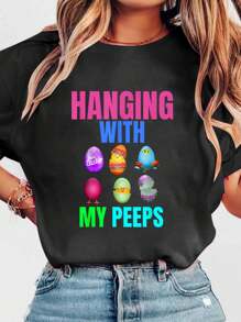 Unisex T-Shirt Print Crew Neck Casual T-Shirt Short Sleeve Sports Top, Smart Casual/Street Style Women's Clothing