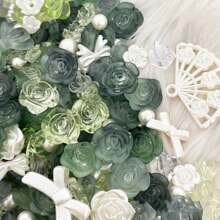 磨砂春风绿混孔设计，自制奶油凝胶架，偶像拍摄道具，带孔装饰挂件，奶油凝胶周边材料，优质精致闪亮自制奶油凝胶手机壳，古董冰箱橡胶发夹饰品树脂配件 - 彩色 - 查看 5