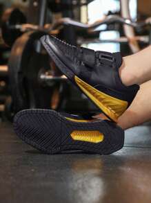 Men's Powerlifting & Squat Training Shoes, Stable Gym Shoes For Deadlifts & Barbell Workouts, Non-Slip TPU & Rubber Sole, Supportive Hard Base Fitness Footwear