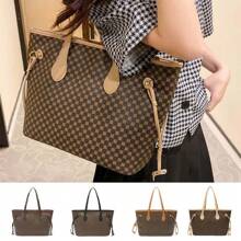 1pcs Women's New Fashionable Retro Dot Printed Tote Bag, Large Capacity One Shoulder Portable Women's Bag - Multicolor - View 2