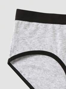1 条女士纯棉透气舒适灰色撞色内裤 - 灰色 - 查看 5