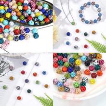 Perles de strass de 10 mm pour l'artisanat, 10/30/60 pièces en couleurs mélangées, perles rondes brillantes Shamballa boule disco en vrac, perles de cristal étincelantes fantaisie en argile pour la création de colliers, bracelets, boucles d'oreilles et décoration DIY