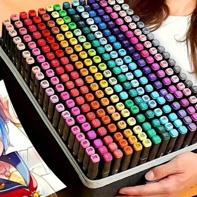 12/24/30/36/40/48/60/80/100/120/168/204/262 ألوان أقلام ماركر معدنية تتش هيرو، ألوان رائعة، رأس رفيع - متعددة الوظائف للرسم على الصخور والفن والزجاج وصناعة البطاقات عودة إلى المدرسة