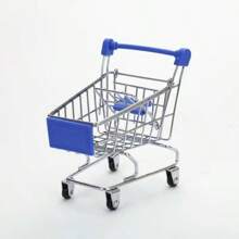 Mini Parts Small Items Metal Supermarket Shopping Cart, Hand Pushing Shopping Basket Iron Art Simulation WAKUKU Doll Exquisite Mini Doll World Small Shopping Cart - Multicolor - View 2