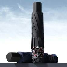 Paraguas plegable de diez huesos, parachoques resistente al viento, tela impermeable, soldado, lluvioso, doble uso, paraguas Universal de negocios CNFR - Azul marino G492A - Ver 4