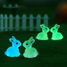 10pcs Luminous Animal Figurines, Rabbit Bead Resin Crafts For DIY, Miniature Fairy Garden Accessories, Non-Plated Beads For Jewelry Making, Easter Decor Gift - Multicolor - View 6