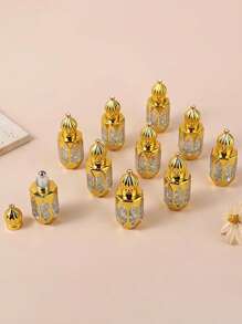 Refillable Essential Oil Roller Bottles Travel Perfume Bottles - Golden Glass Octagon Design With Stainless Steel Ball, Alcohol-Free, Hand Wash Only, Rope Option Included(1/5/10pcs) - Multicolor - View 9