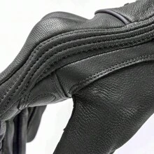 Suomy 复古山羊皮摩托车手套 夏季男士棕色复古皮革摩托车越野手套 女士摩托车手套 - 黑色 - 查看 7