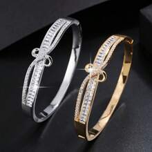 1pc Luxury Fashion Personalized Zirconia Stone Inlaid Bracelet, Elegant For Daily Wear And Dates