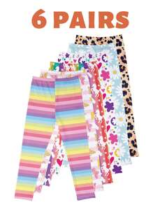 随机12件女童高腰套装超柔超弹春夏印花纯色拼色紧身裤瑜伽裤 - 彩色 - 查看 19