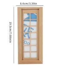 1pc 1:12 Scale Miniature Unfinished Furniture DIY Kit, 16-Grid Openable Window, 6-Grid Double Door, 4-Grid Pointed Top Door, Wooden Material For Dollhouse Model, Suitable For Micro Scene Shooting Props