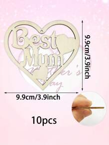 10 件母亲节木制工艺套装 - DIY 空心心形和“Best MUM”字母装饰，带麻绳，方便展示 - 送给妈妈的理想礼物和家居装饰，母亲节礼物，感恩节礼物 - 彩色 - 查看 3