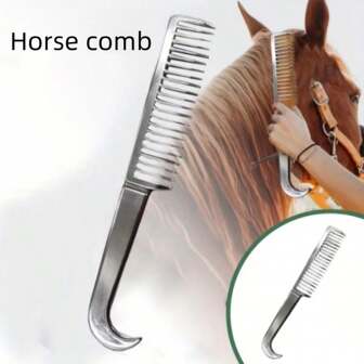 1pc Metal Horse Comb, Combs Horse Temples And Tails - Prevents Tangling, Metal Pet Groomer, Horse Hair Brush, Pet Supplies