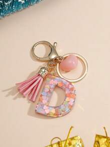 1pc Creative Keychain With 26 English Alphabet, Kids Backpack Accessories, Butterfly Letter Charm Keyring For Girls - Pink - View 33