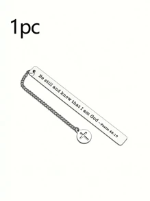 1 件时尚简约复活节耶稣印花圣经袋和 1 件不锈钢书签带和链条，手提包带手柄拉链口袋储物收纳袋收纳袋