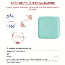 1pc Customizable Name Leather Jewelry Box,Mother's Day Gift, Personalized Birthday Flower Design, Versatile Storage Case For Bridesmaid Gift, Birthday, Valentine'S Day Present, Classic Style, Rectangular, Snap Closure, Plastic Interior, No Power Required, Jewelry Boxes