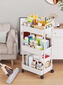 1 pezzo, carrello piccolo, scaffale di stoccaggio, quattro livelli, grande capacità, scaffale di stoccaggio mobile, multifunzionale, camera da letto, dormitorio, con ruote, scaffale di stoccaggio, scaffale per spuntino, per il soggiorno