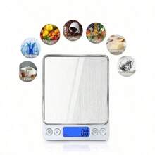 1 kleiner edelstahlener digitaler Küchenwaage, 3 kg multifunktionale Taschenwaage, Mini Lebensmittelwaage, hinterleuchtetes LCD-Display professionelle elektronische Schmuckwaage, Tara- und PC-Funktion, geeignet für Heim-Kochwaage, Reise, Lebensmittel, Küchenutensilien, Backwerkzeuge, Gewichtsmanagement, Edelstahl (ohne Batterien)