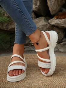 Neue Sommer Damen Plateau Sandalen mit dicker Sohle, bequeme Plattform, rutschfeste und verschleißfeste Pantoletten für Zuhause und Outdoor