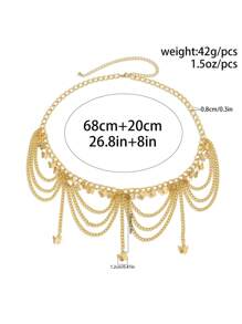 1PC Girls Cute Star Chain Tassel Butterfly Body Chain Fashion New Faux Pearl Waist Chain Birthday Gift - Multicolor - View 8