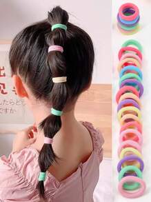890pcs/Pack Kids Pink Heart & Bow Decor Hair Clips, Hairbands, Ponytail Holders, Hair Accessories, Everyday Use And Gift