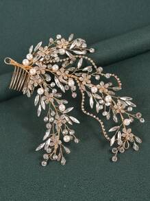 1pc Crystal Hair Comb, Handmade Woven Rhinestone Bridal Hair Accessories