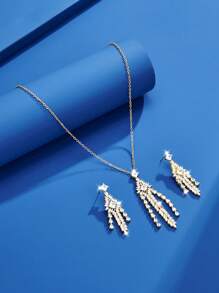 DV JEWELRY 3 件套：白金和 18K 镀金锆石项链、手链、耳环、开口戒指珠宝套装、女士奢华珠宝、派对、周年纪念礼物 - DV2SB01004 - 查看 6