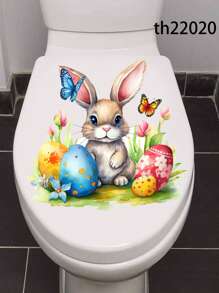 1 件华丽风格动物印花墙贴刺猬兔子配蝴蝶和花朵可移除防水 PVC 贴纸适用于客厅卧室宿舍教室家居墙壁装饰 - 彩色 - 查看 1