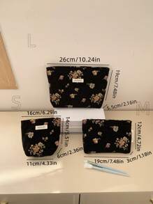 1 Pieza/Set Bolsa de maquillaje con estilo floral multifuncional para almacenamiento de cosméticos, cuidado de la piel, crema de manos, aceite labial, esmalte de uñas, monedas, toallas sanitarias, pequeños artículos, con cierre de cremallera, estilo retro. Bolsa de maquillaje, estuche de maquillaje, neceser de viaje, organizador de cosméticos, regalo para buenos amigos, regalo del día de la madre, regalo de boda para dama de honor