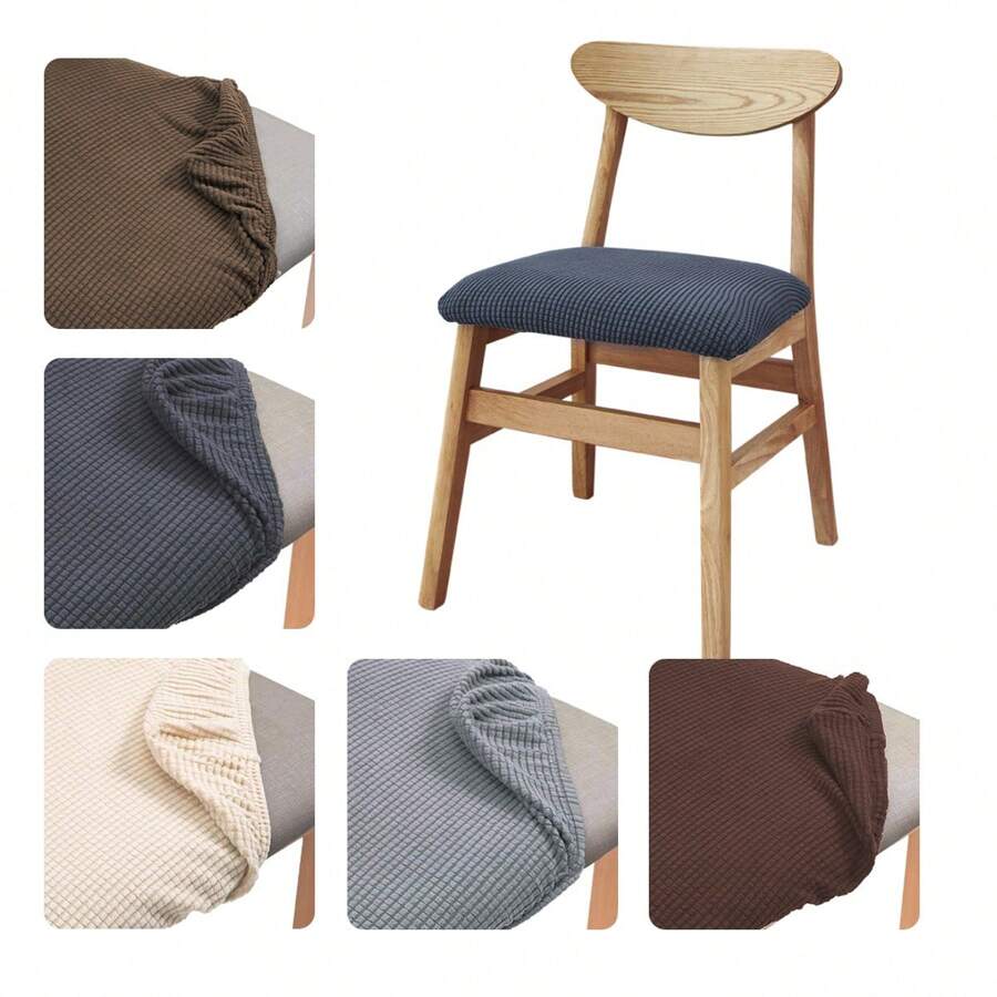 6X Stretch Dining Chair Seat Cover Cushion Slipcover Removable Elastic Covers Protection Home Restaurant Decoration,5-Colour - Light Grey - View 1
