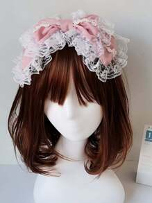 1 件蕾丝蝴蝶结头带，DIY 手工甜美时尚发饰头饰万圣节