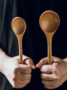 1/2/5 piezas Cucharas de madera de haya de estilo japonés de mango largo, cucharas de arroz, cucharas pequeñas, cucharas de madera de cocina, cucharas de madera grandes, set de 3 cucharas, artículos escolares
